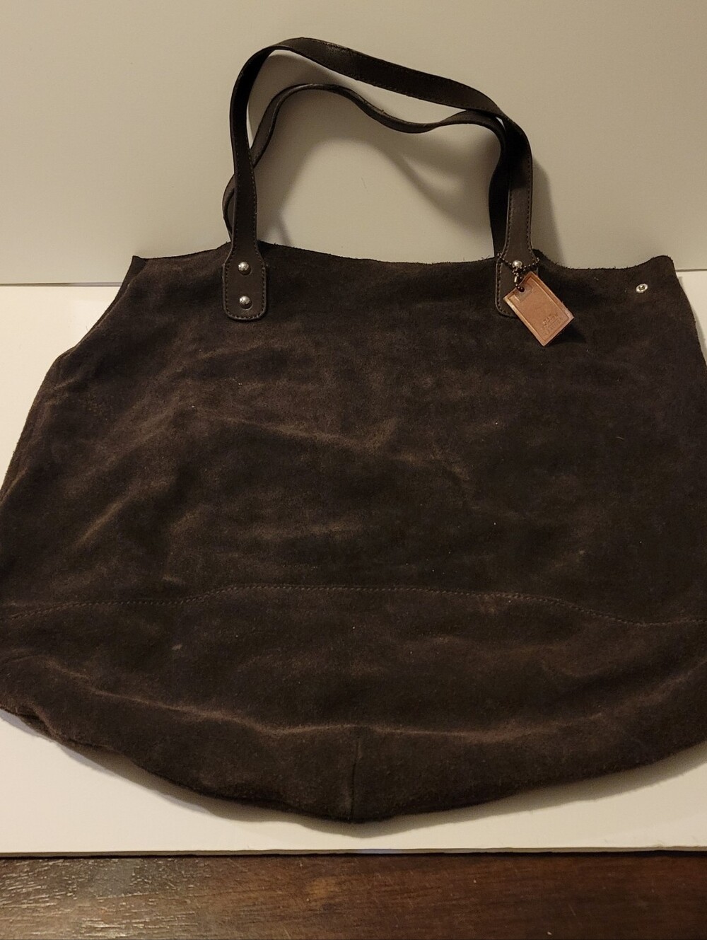 Vintage Y2K Gap Brown Suede Tote Bag w/ Leather Handles HTF - Picture 2 of 4